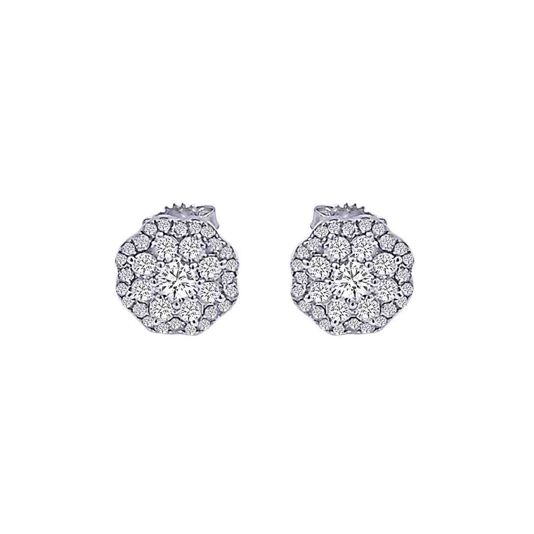 Flower shape with an Diamond Cluster Stud Earring ER21347A